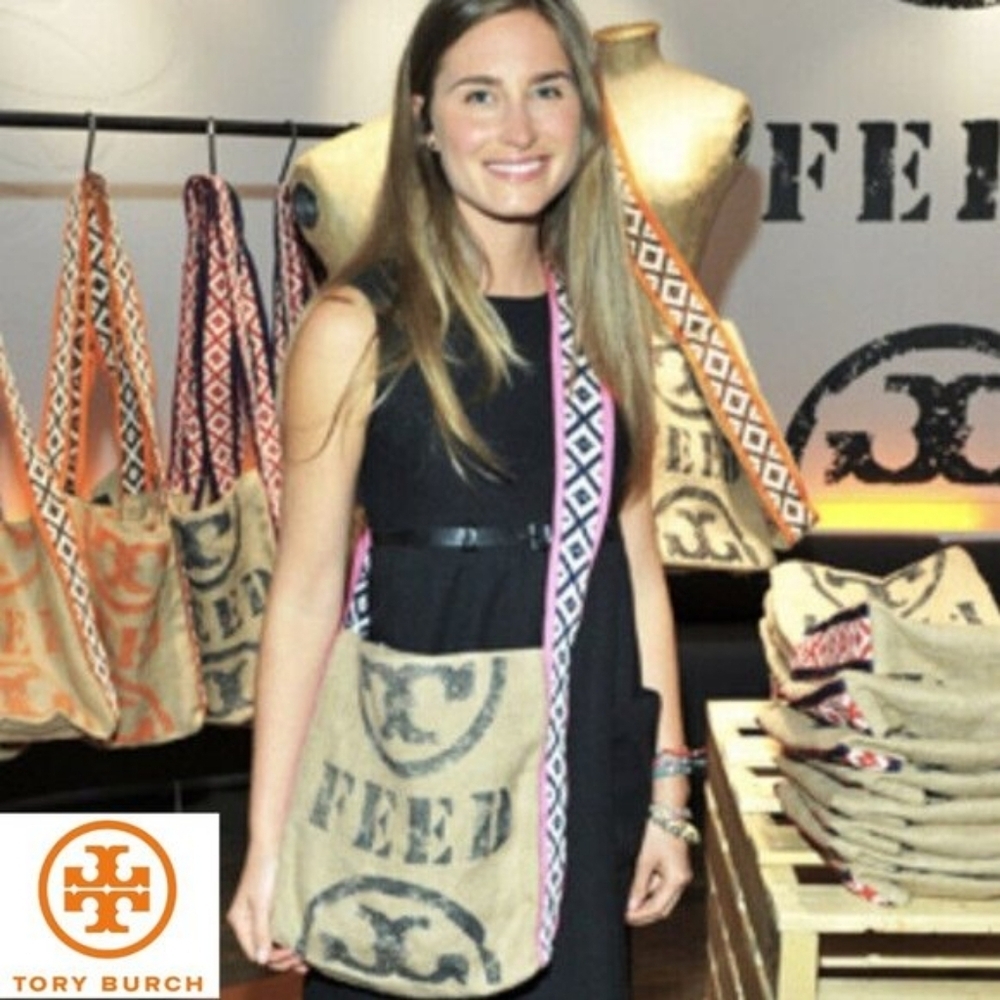 TORY BURCH Burlap HOLT RENFREW FEED Shoulder bag Rare and Collectable VGUC